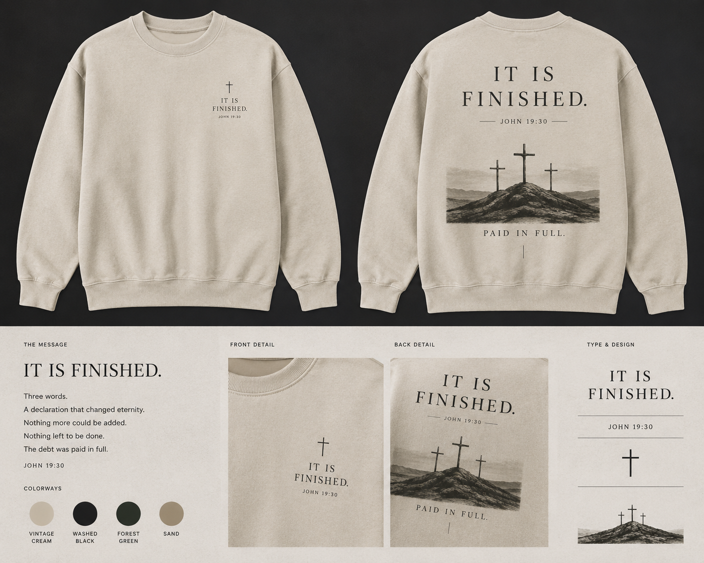 IT IS FINISHED. — COVENANT Premium Crewneck